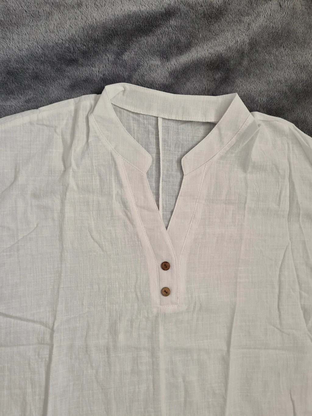 Shein women solid white casual summer shirt short sleeve V-neck plain XL/14