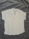 Shein women solid white casual summer shirt short sleeve V-neck plain XL/14