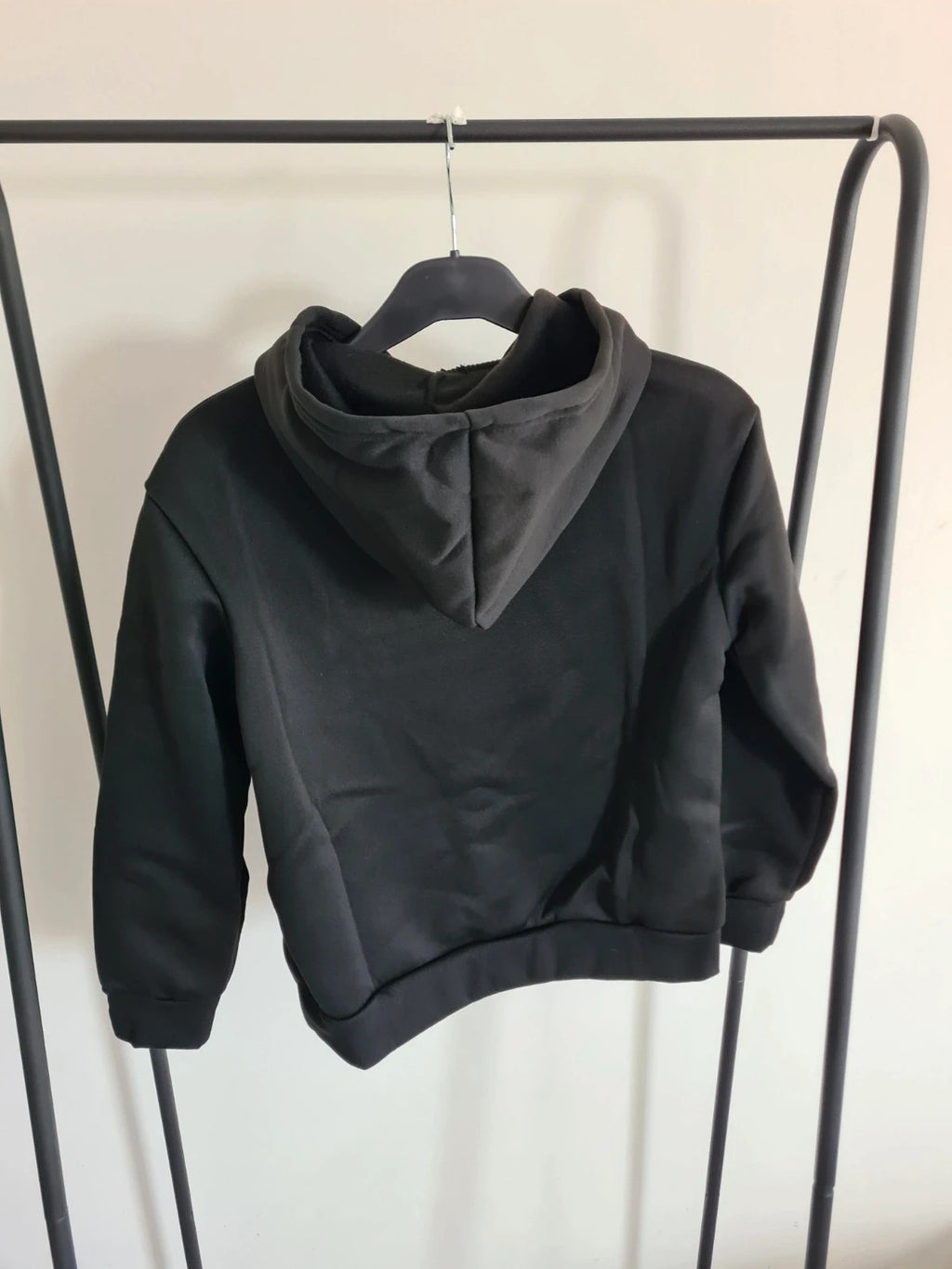 Shein kids girls 11y solid black hoodie with white bow everyday wear soft comfy