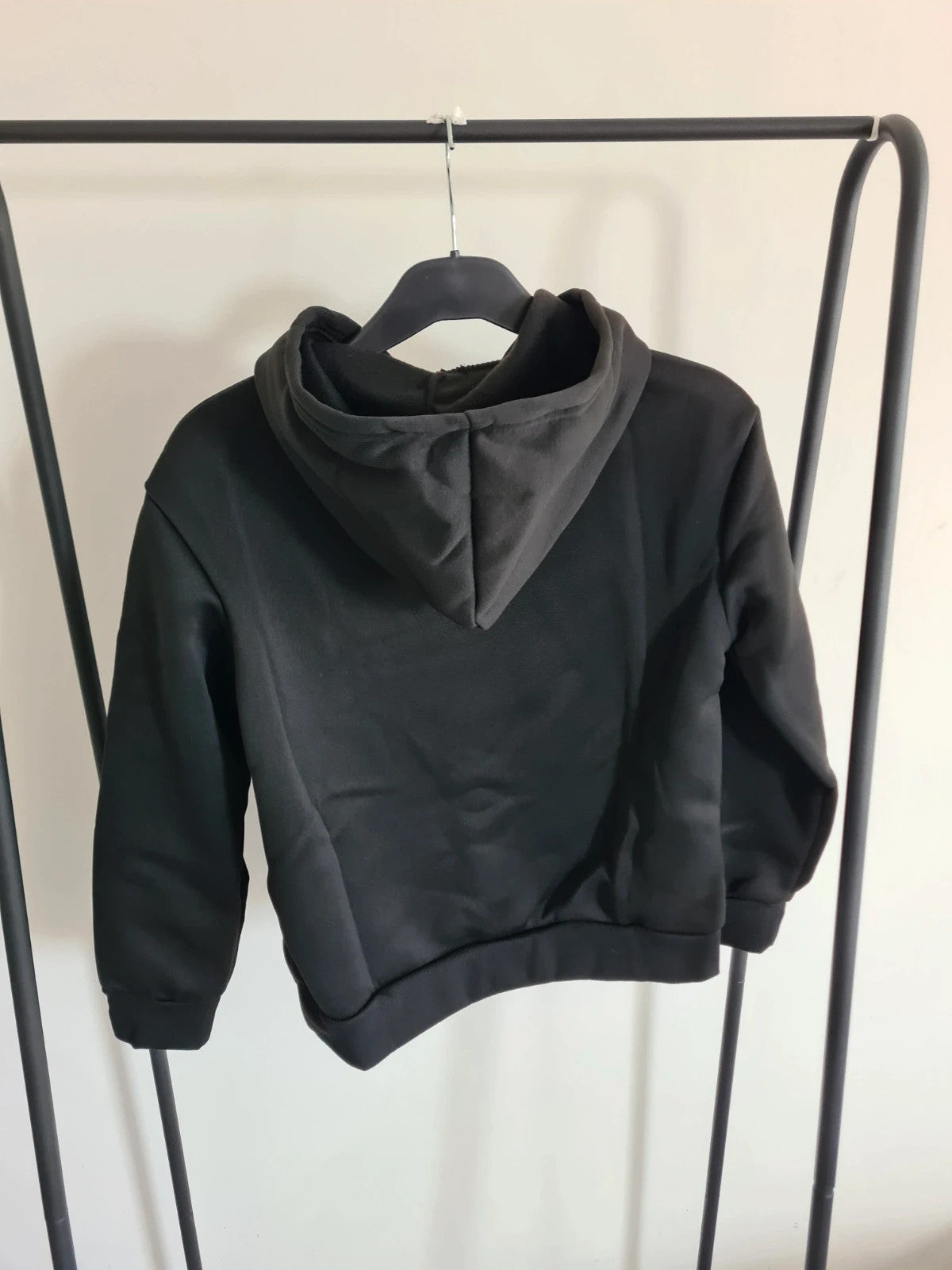 Shein kids girls 11y solid black hoodie with white bow everyday wear soft comfy