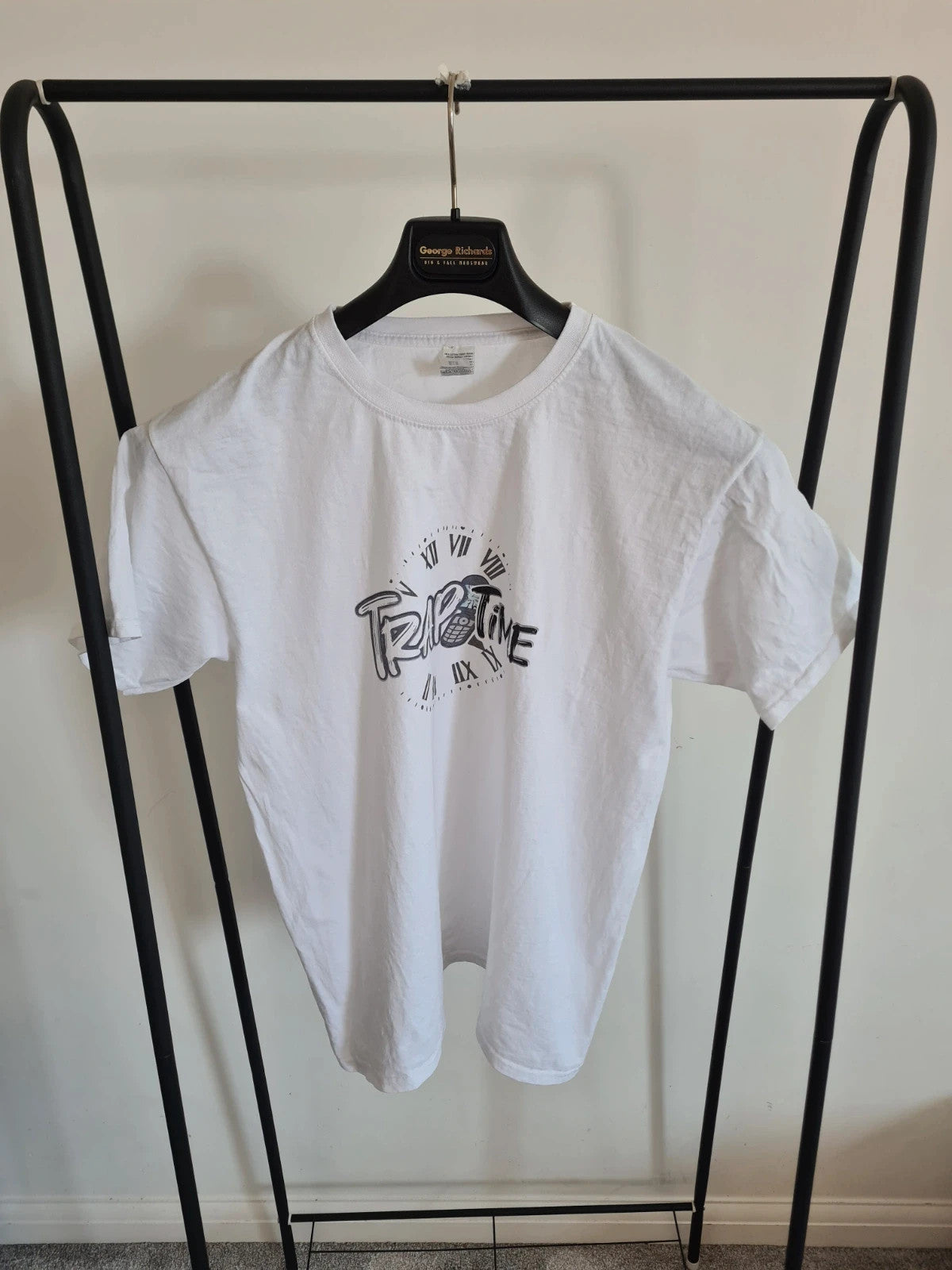 Men's classic cotton T-shirt trap time print casual short sleeve tee M