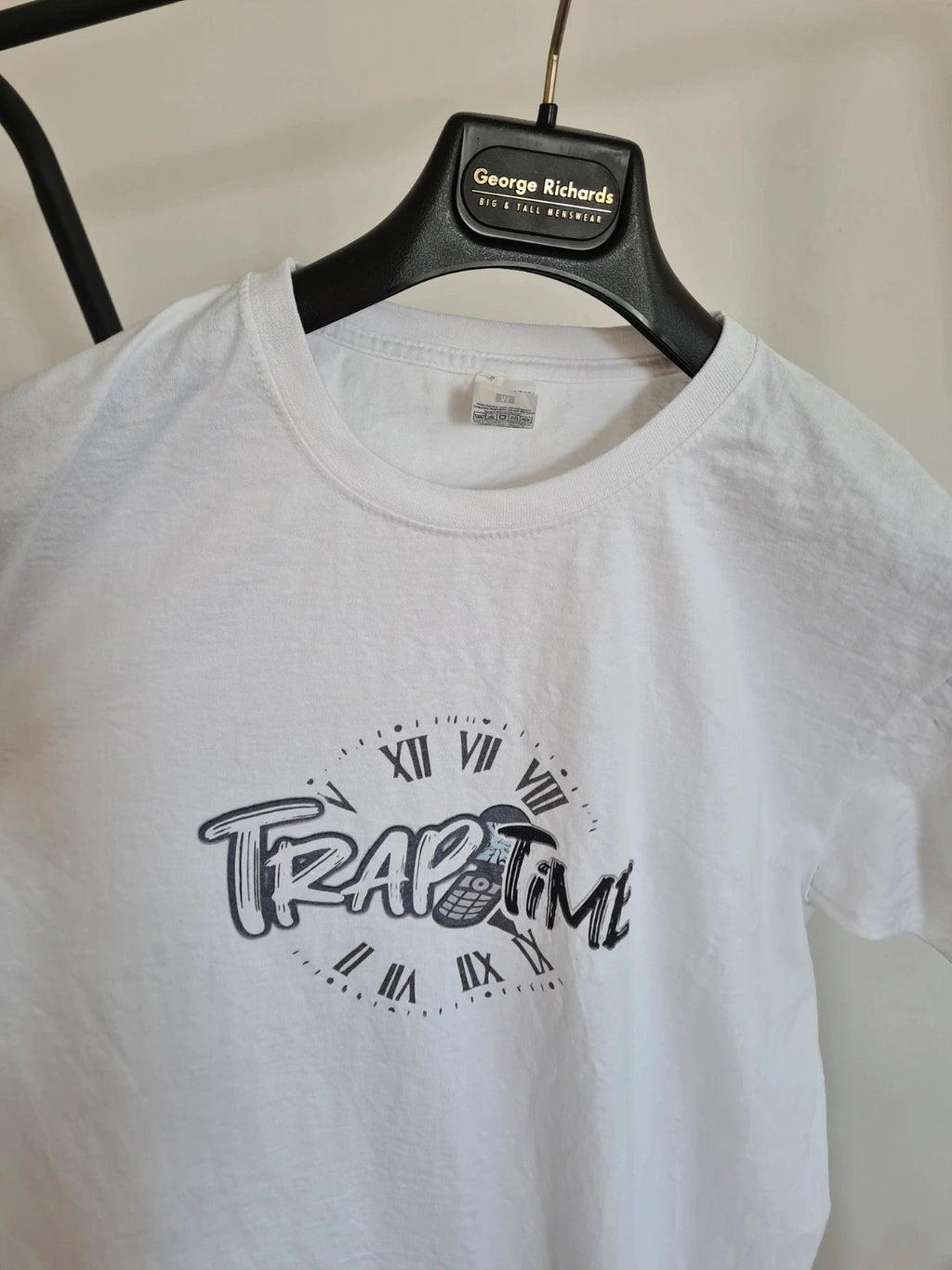 Men's classic cotton T-shirt trap time print casual short sleeve tee M