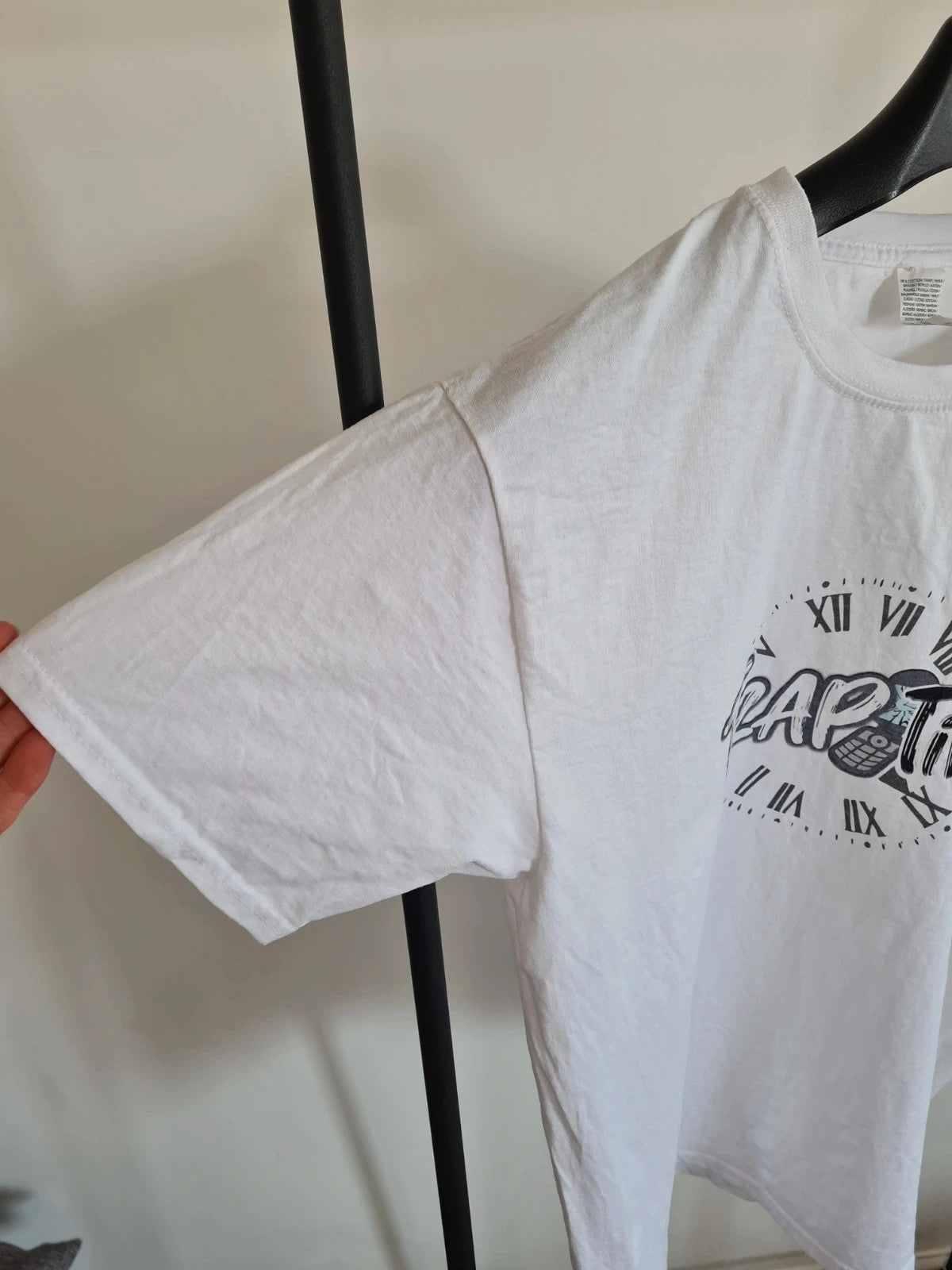 Men's classic cotton T-shirt trap time print casual short sleeve tee M