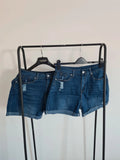 Shein women 2pcs cotton blend jeans denim shorts blue shorts with rubbing casual activewear M/10