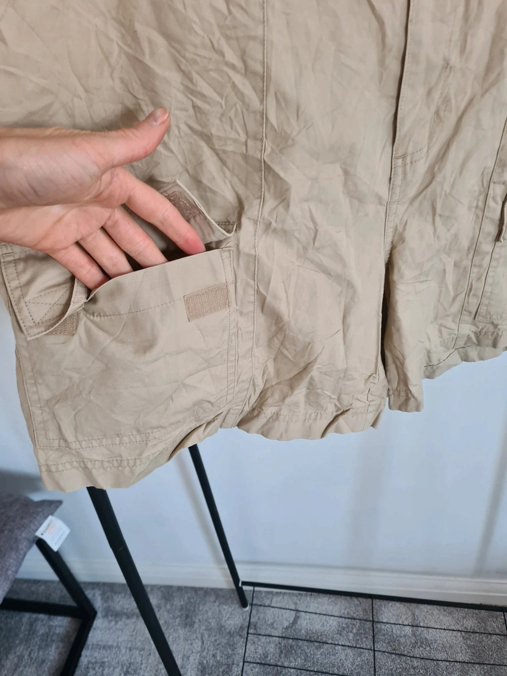 Lands'End men cotton cargo shorts beige pockets on side regular fit casual summer W38