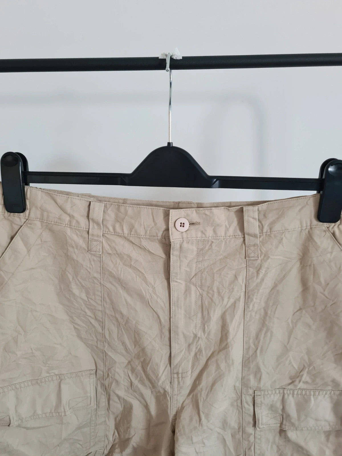 Lands'End men cotton cargo shorts beige pockets on side regular fit casual summer W38