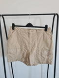 Lands'End men cotton cargo shorts beige pockets on side regular fit casual summer W38