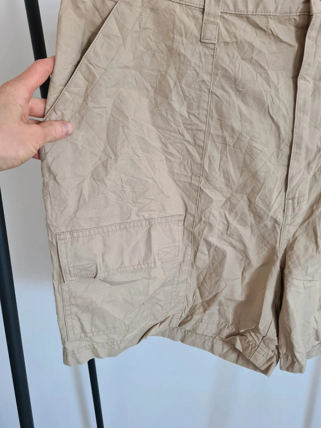 Lands'End men cotton cargo shorts beige pockets on side regular fit casual summer W38