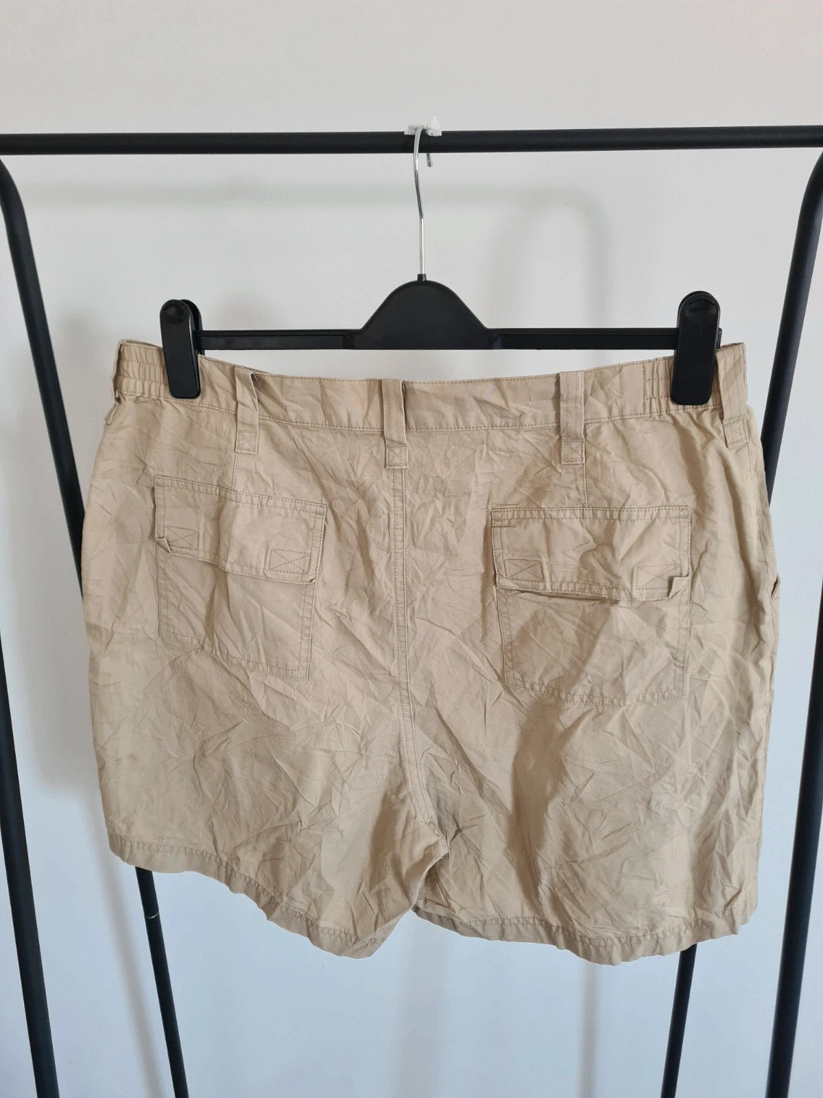 Lands'End men cotton cargo shorts beige pockets on side regular fit casual summer W38