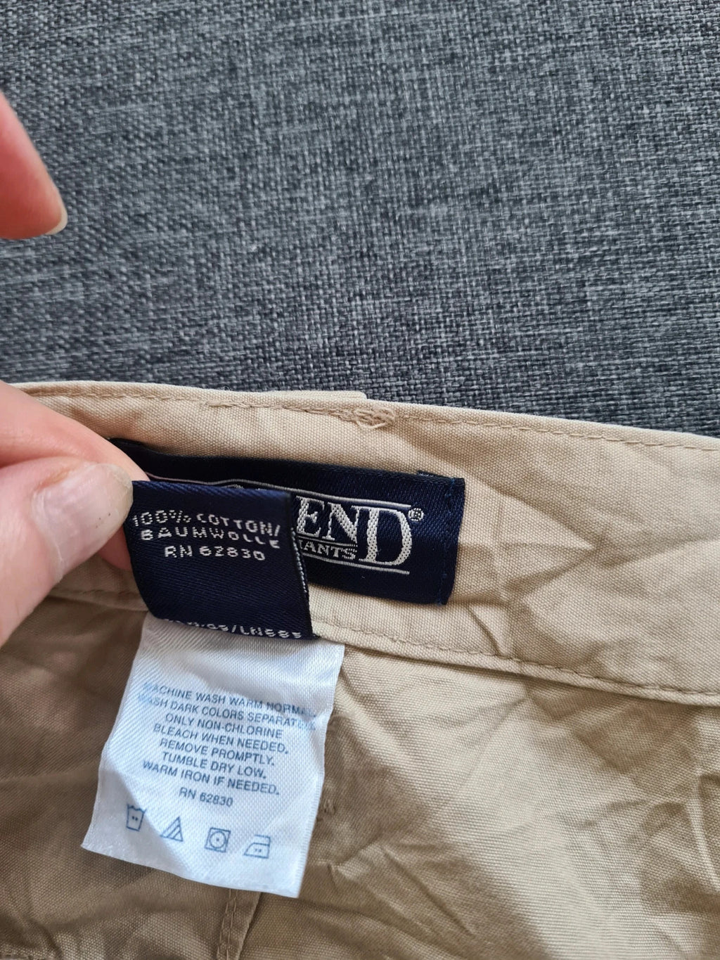 Lands'End men cotton cargo shorts beige pockets on side regular fit casual summer W38