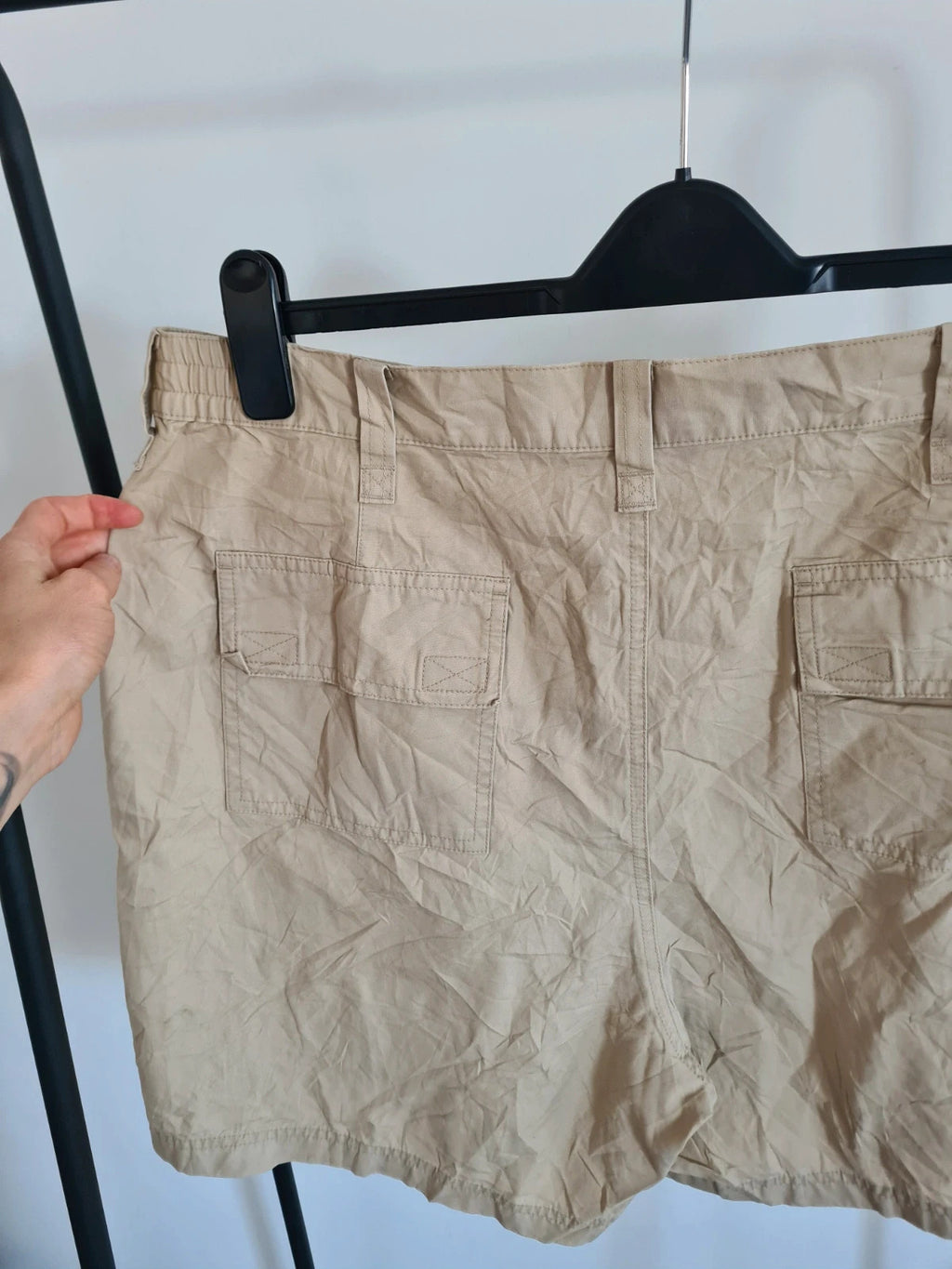 Lands'End men cotton cargo shorts beige pockets on side regular fit casual summer W38