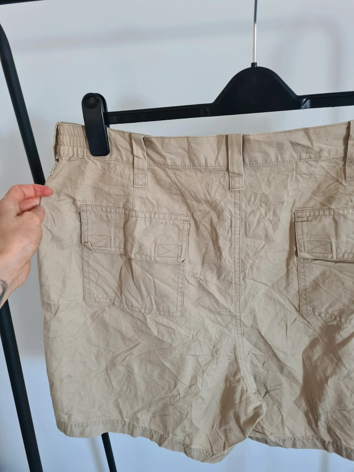 Lands'End men cotton cargo shorts beige pockets on side regular fit casual summer W38