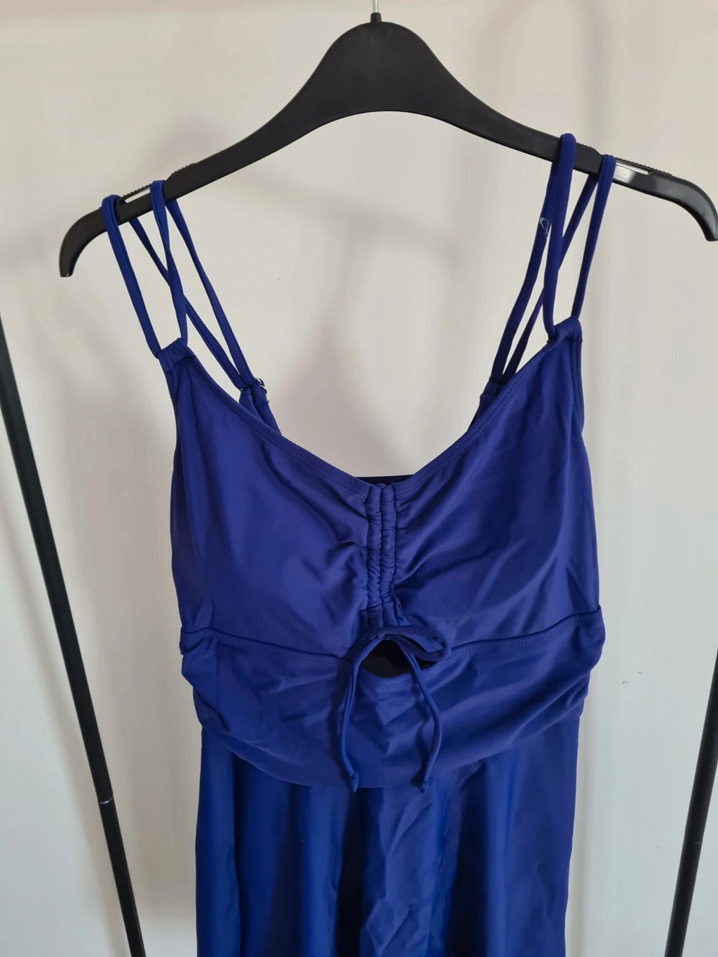 Shein women  blue one-piece swimsuit beach mini dress push-up bra ruched bust summer outfit L/12