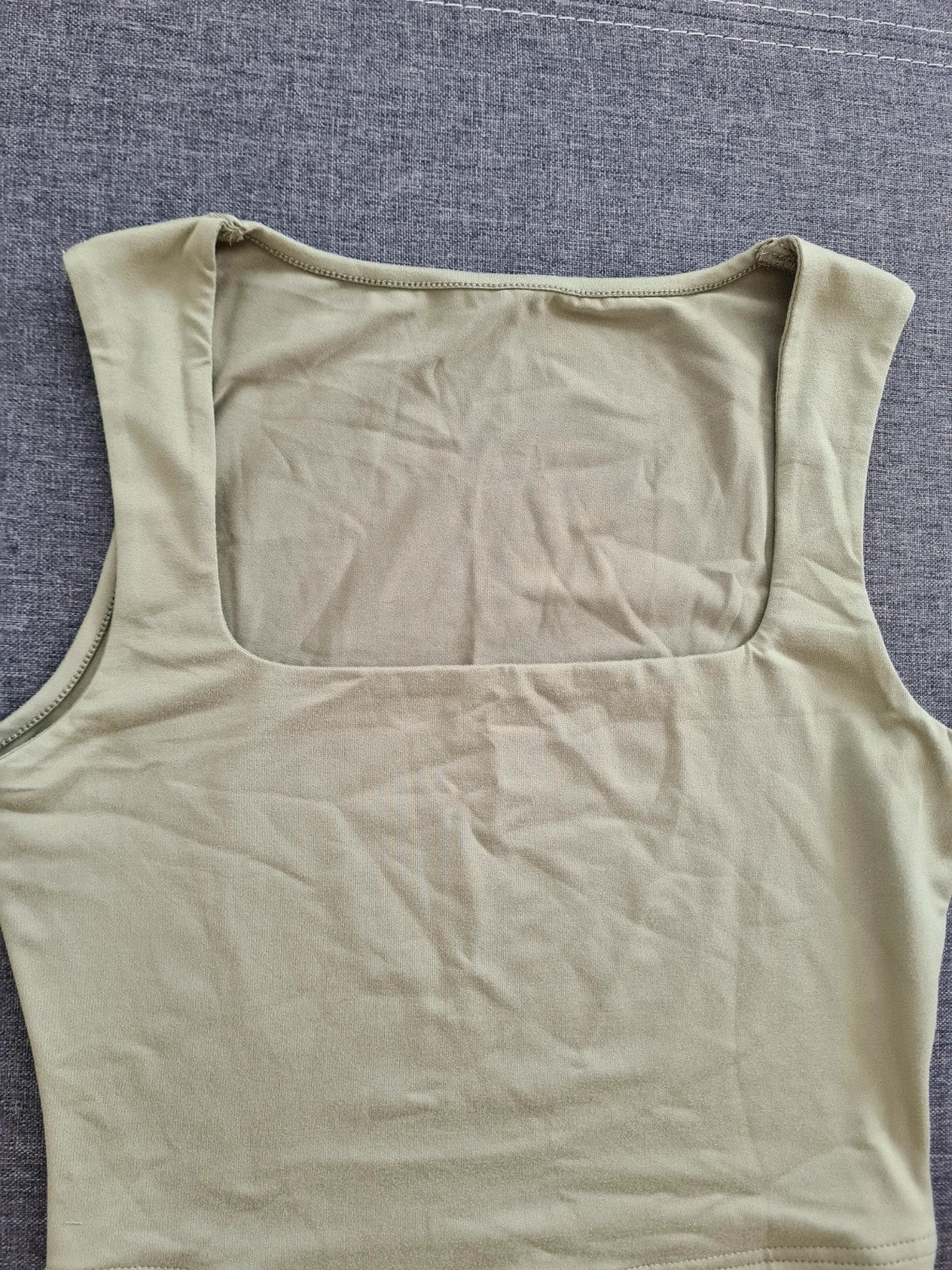 Shein women classic crop top sleeveless round neck green casual summer top L