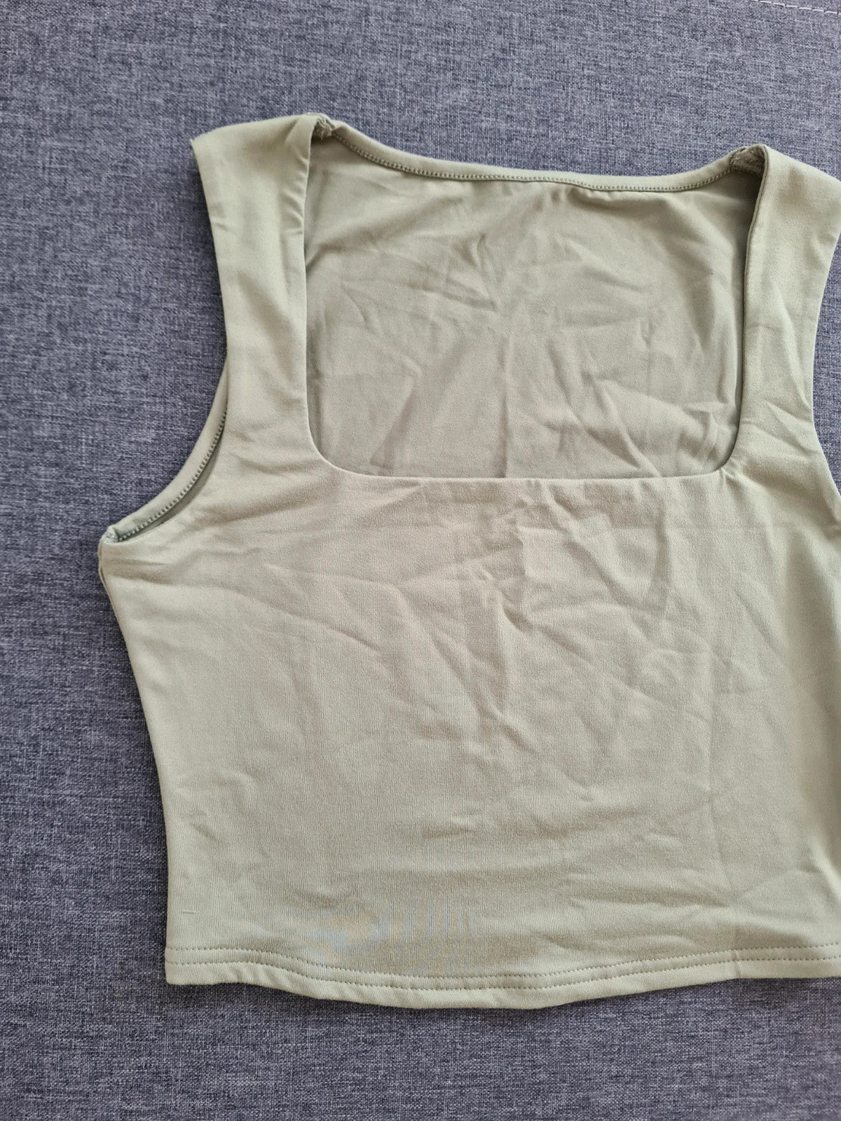 Shein women classic crop top sleeveless round neck green casual summer top L