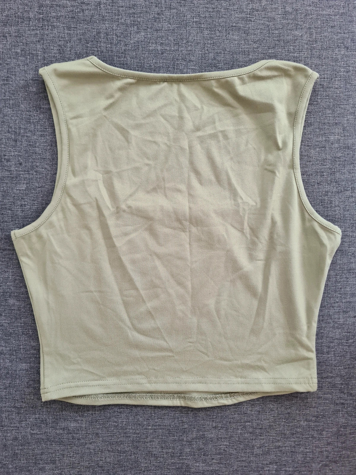 Shein women classic crop top sleeveless round neck green casual summer top L