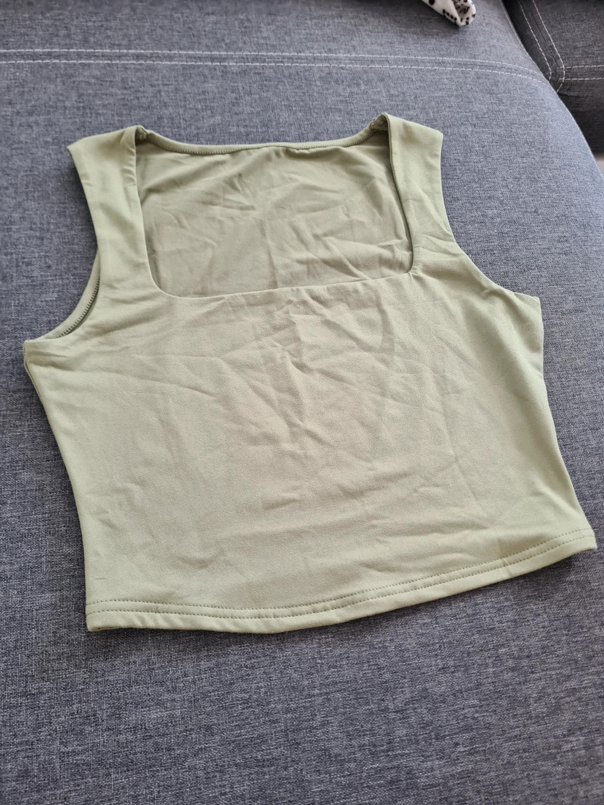 Shein women classic crop top sleeveless round neck green casual summer top L