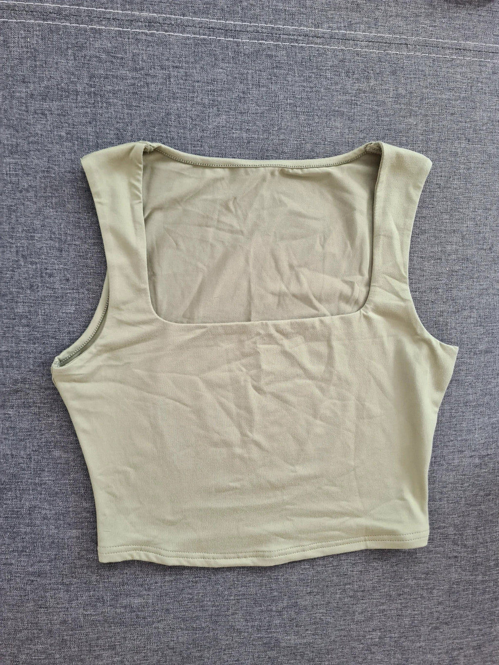 Shein women classic crop top sleeveless round neck green casual summer top L