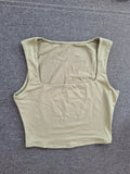 Shein women classic crop top sleeveless round neck green casual summer top L