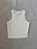 Shein women classic white ribbed crop tank top sleeveless summer T-shirt casual L/12
