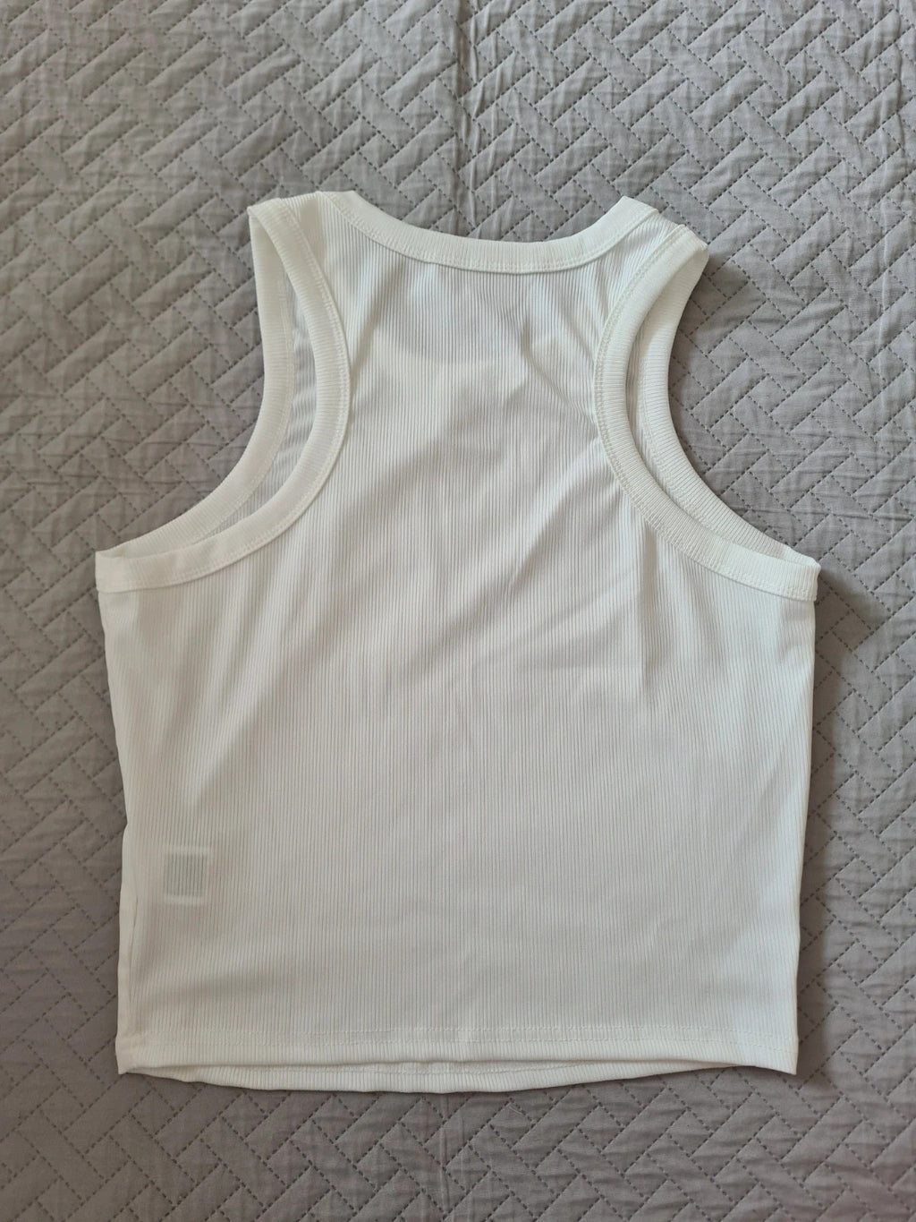 Shein women classic white ribbed crop tank top sleeveless summer T-shirt casual L/12