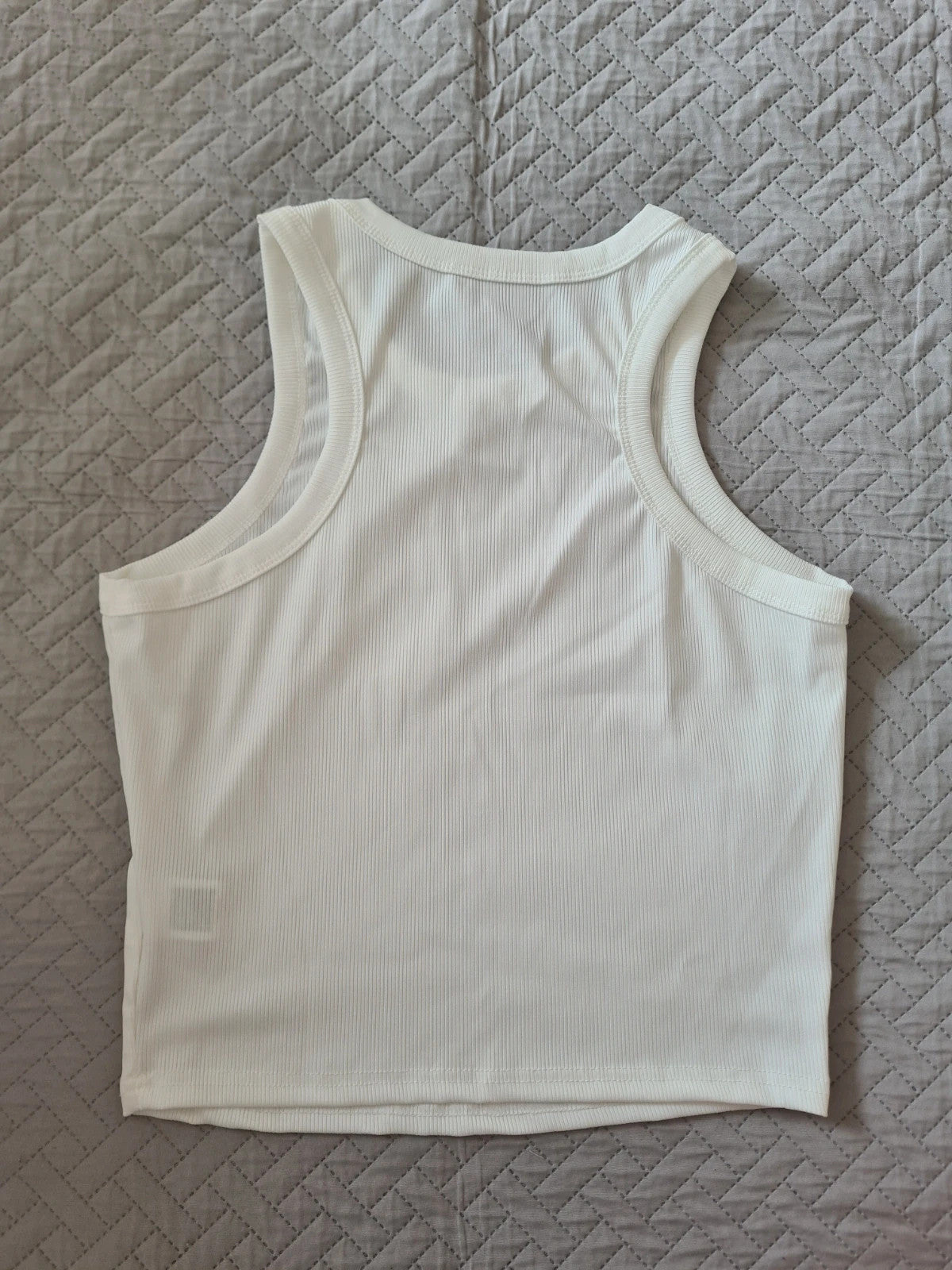 Shein women classic white ribbed crop tank top sleeveless summer T-shirt casual L/12