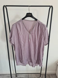 Shein women purple/lilac blouse short sleeve V-neck 3/4zip top lightweight casual 4XL/20