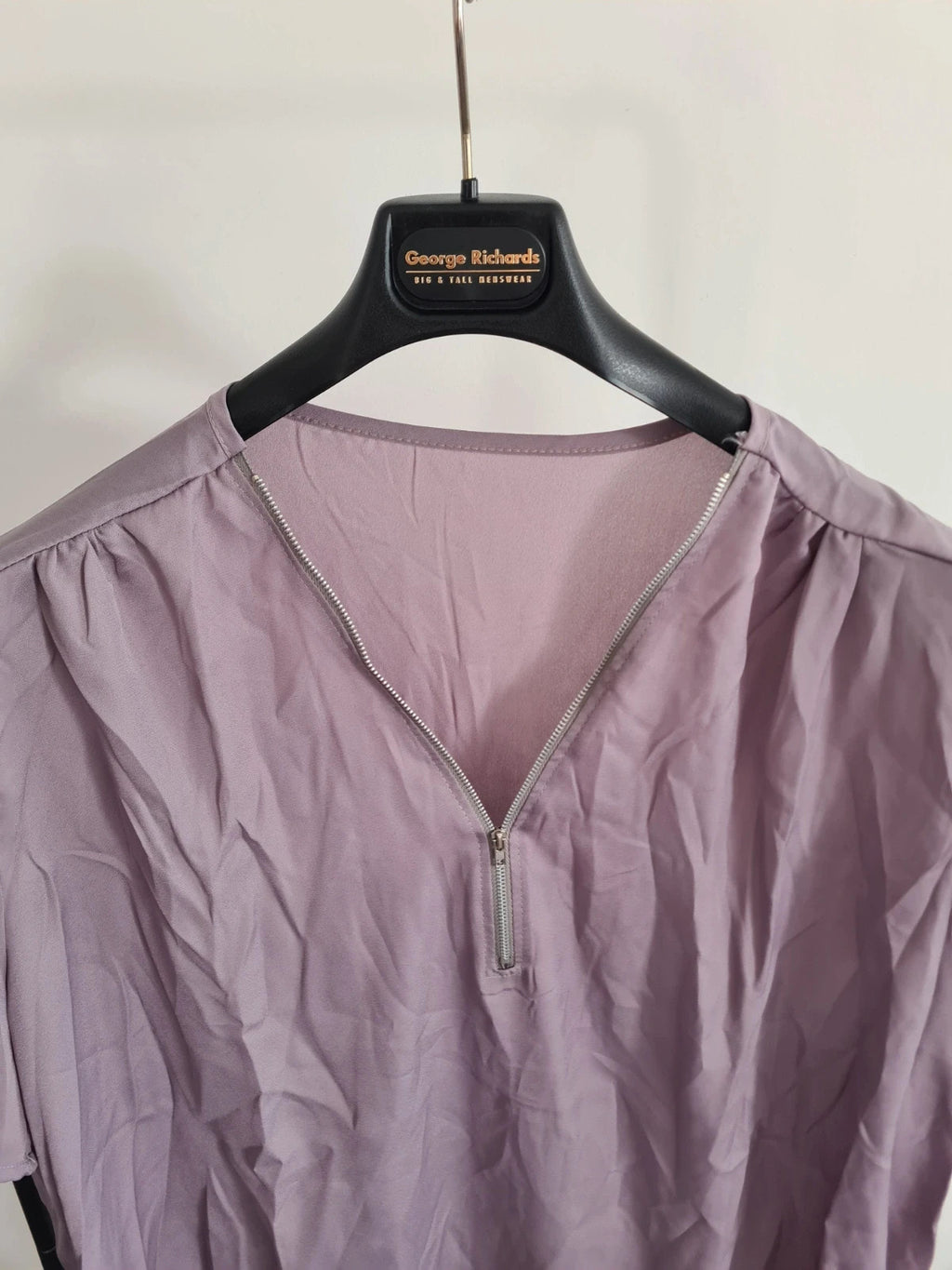 Shein women purple/lilac blouse short sleeve V-neck 3/4zip top lightweight casual 4XL/20