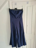 Shein women navy jumpsuit wide straight leg strapless casual playsuit M/10