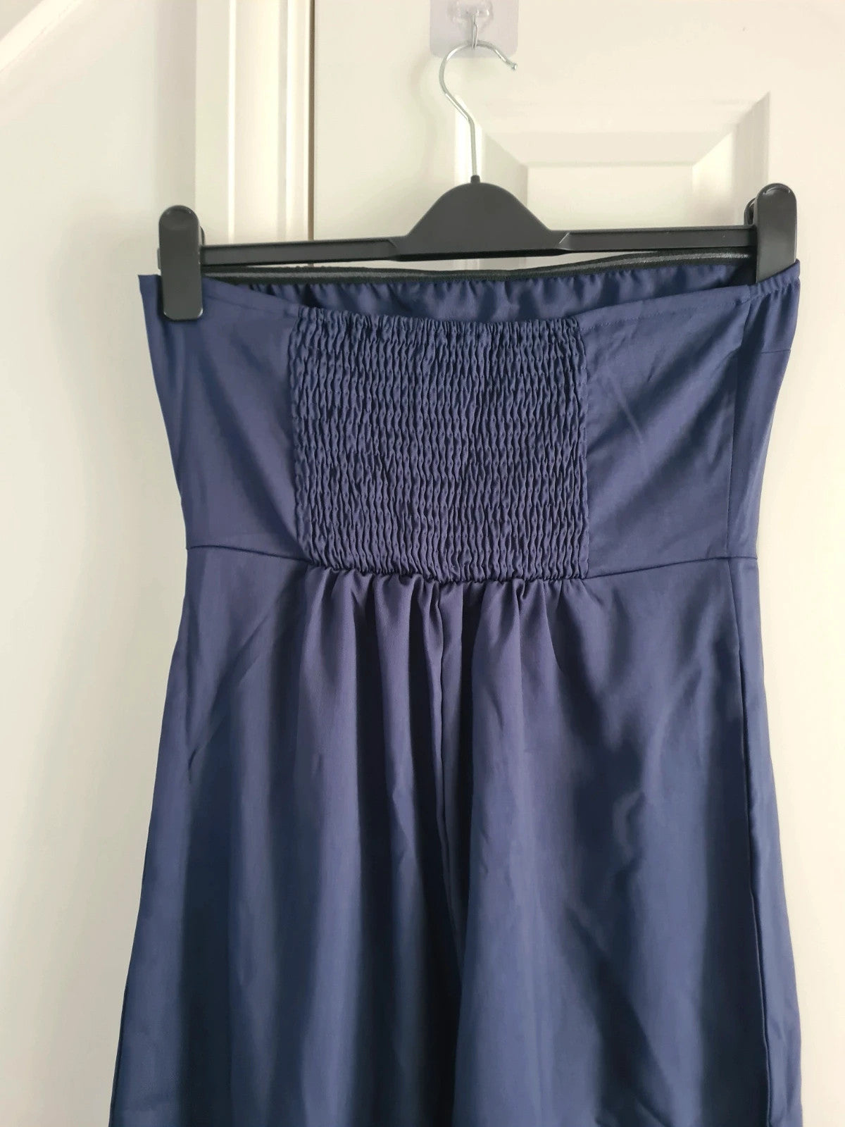 Shein women navy jumpsuit wide straight leg strapless casual playsuit M/10