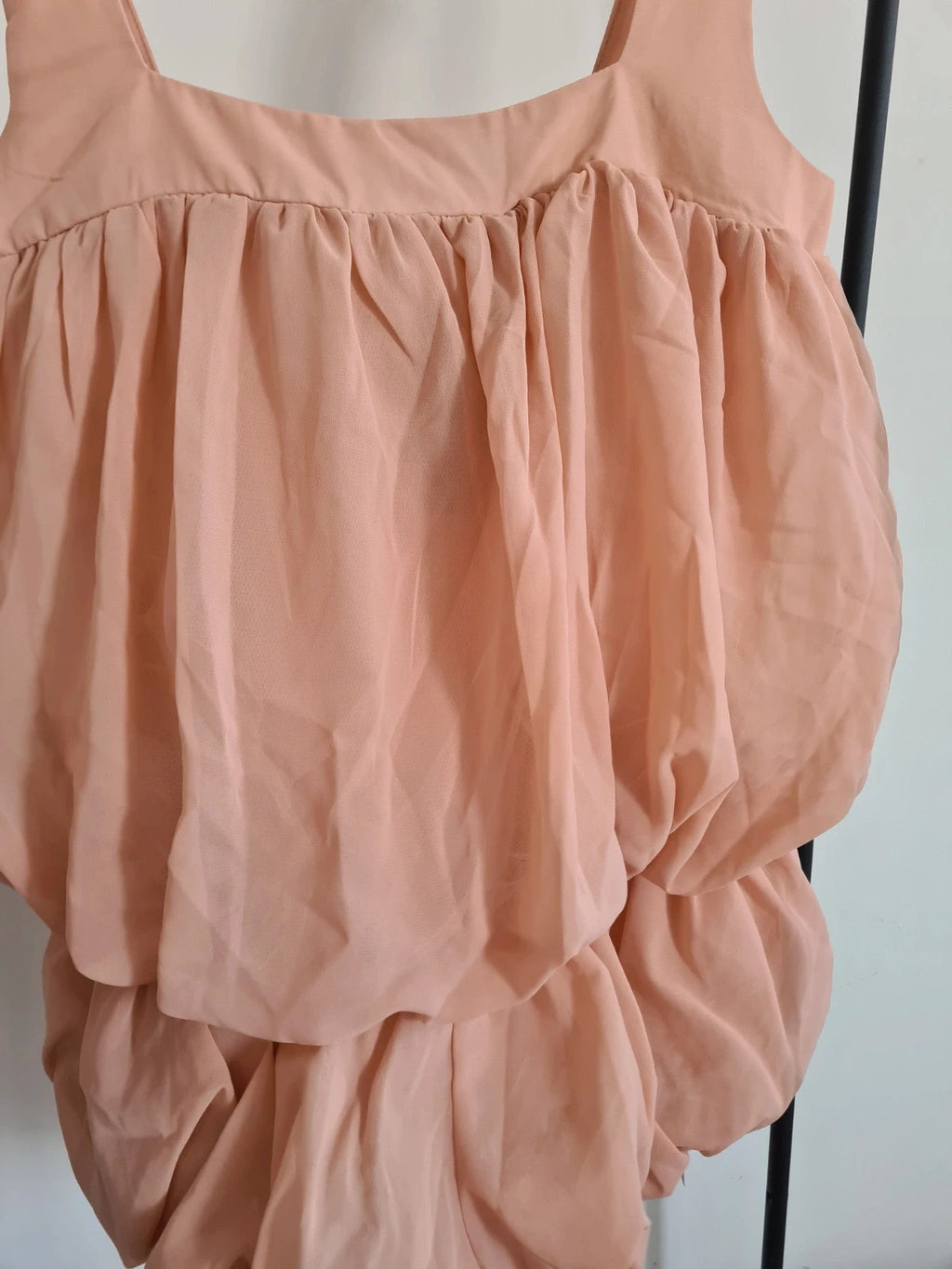 PLT women apricot chiffon layered puffball floaty playsuit sleeveless thick straps party M/10