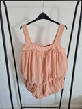 PLT women apricot chiffon layered puffball floaty playsuit sleeveless thick straps party M/10