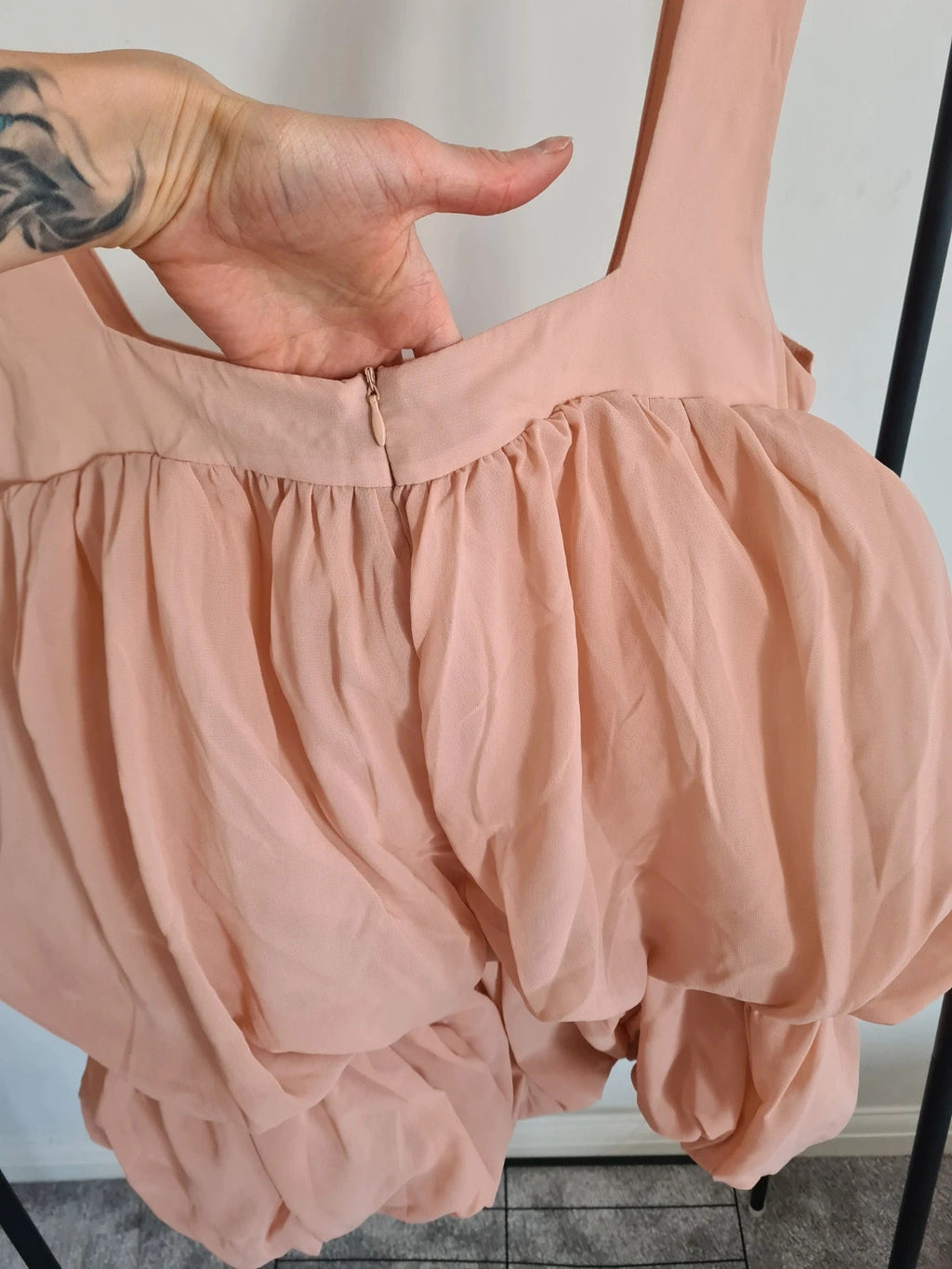 PLT women apricot chiffon layered puffball floaty playsuit sleeveless thick straps party M/10