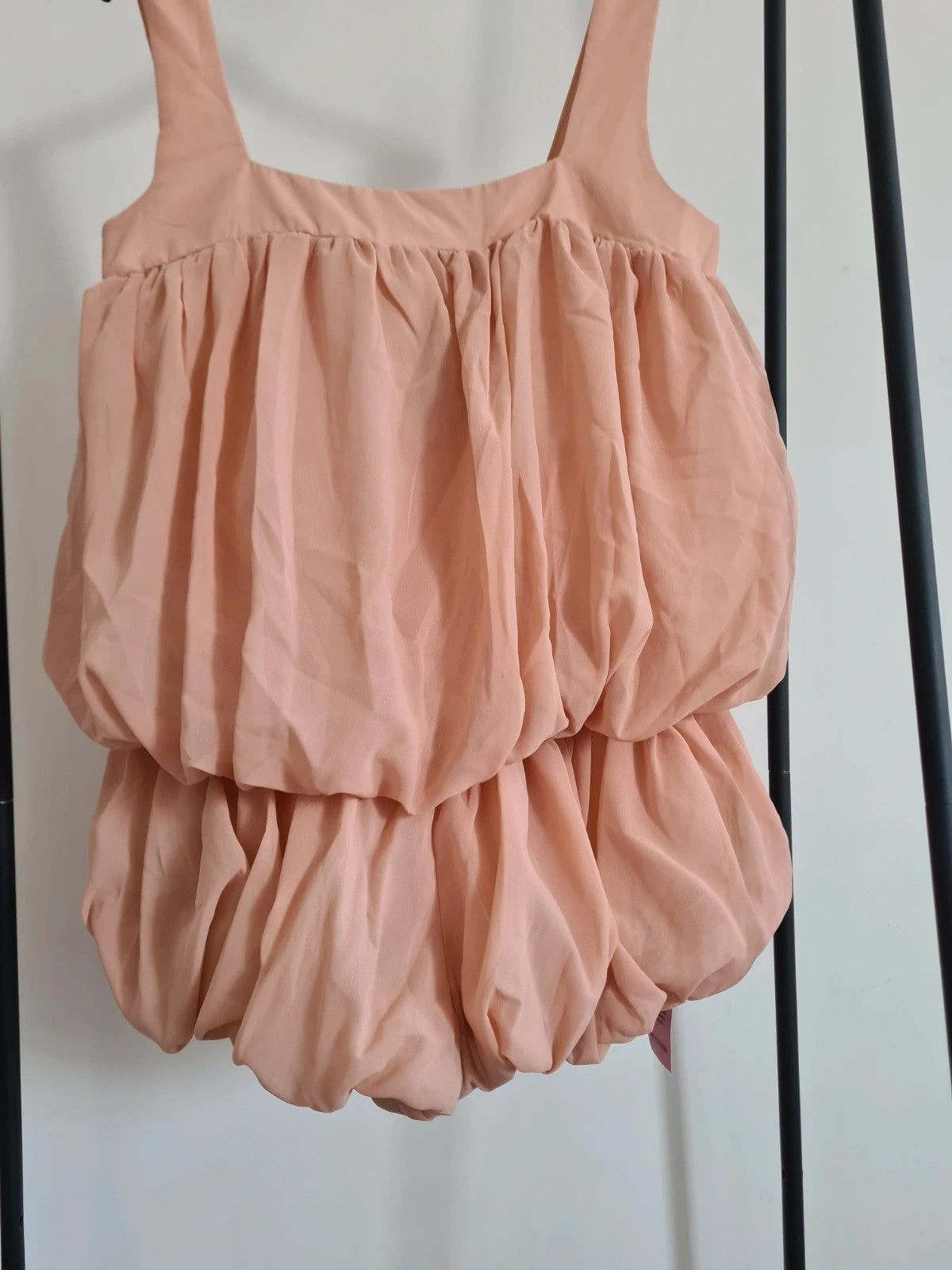 PLT women apricot chiffon layered puffball floaty playsuit sleeveless thick straps party M/10