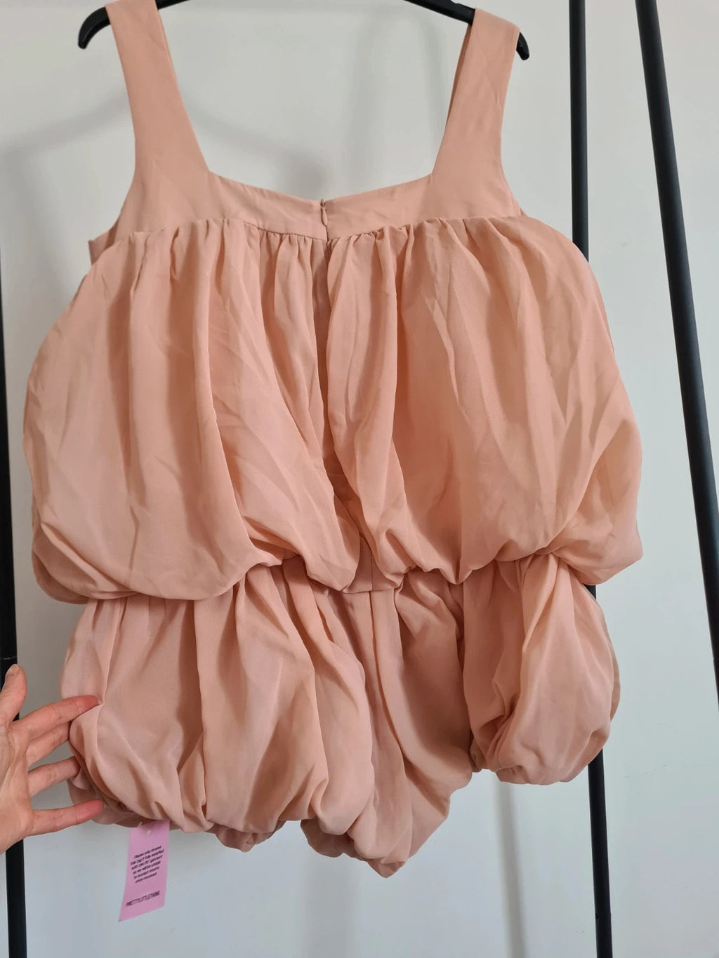 PLT women apricot chiffon layered puffball floaty playsuit sleeveless thick straps party M/10