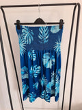 Shein women bandeau tropical shirred bust tune mini dress sleeveless A-line blue summer beach 2XL/16