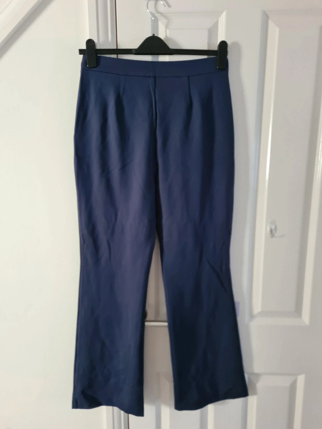 Wynne Layers women navy straight leg sailor pants elastic waistband pockets lounge trousers M/10