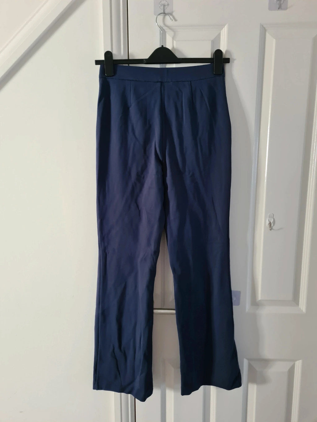 Wynne Layers women navy straight leg sailor pants elastic waistband pockets casual lounge trousers S