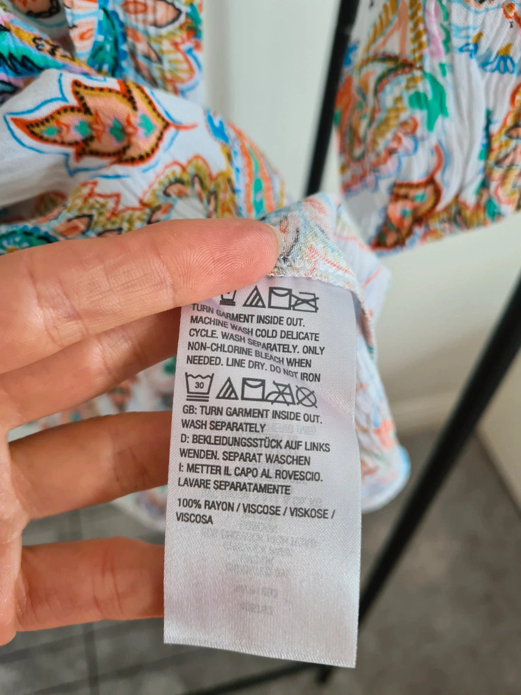 Ruth Langsford women printed paisley white multi viscose blouse 3/4 sleeve V-neck tunic casual top S