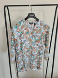 Ruth Langsford women printed paisley white multi viscose blouse 3/4 sleeve V-neck tunic casual top S