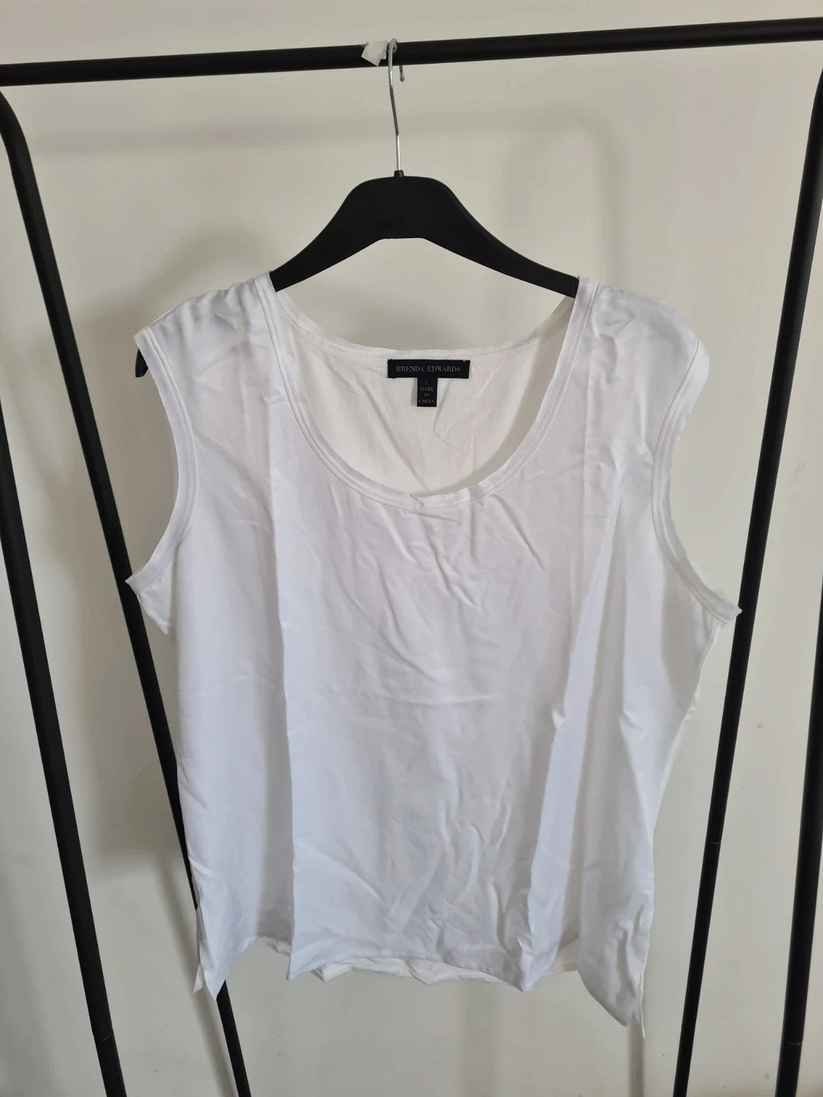 Brenda Edwards women 2psc satin vest top white essential tank top sleeveless casual loose fit L/12