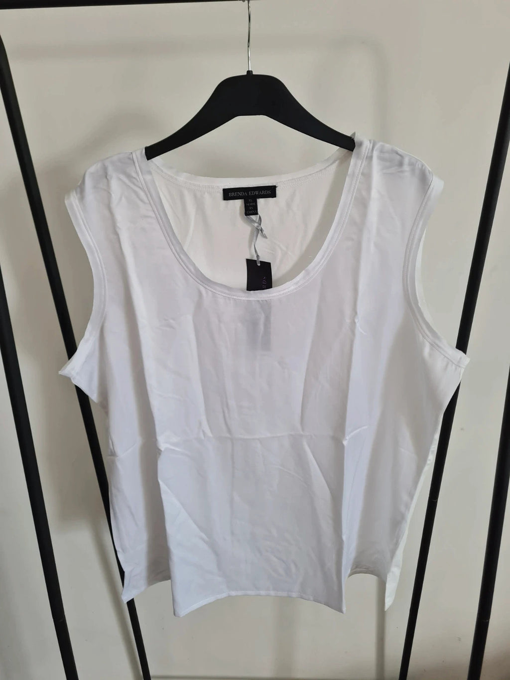 Brenda Edwards women satin vest top white essential tank top sleeveless casual loose fit XL/14
