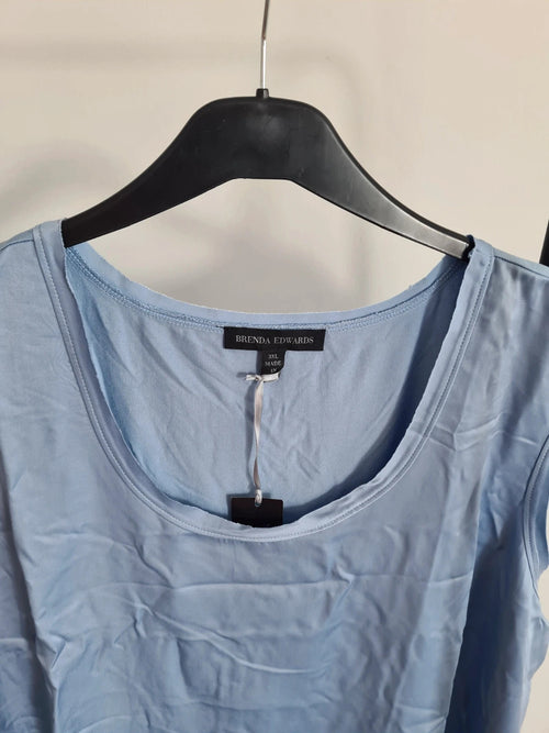 Brenda Edwards women satin vest top light blue essential tank top sleeveless casual loose fit 3XL/18