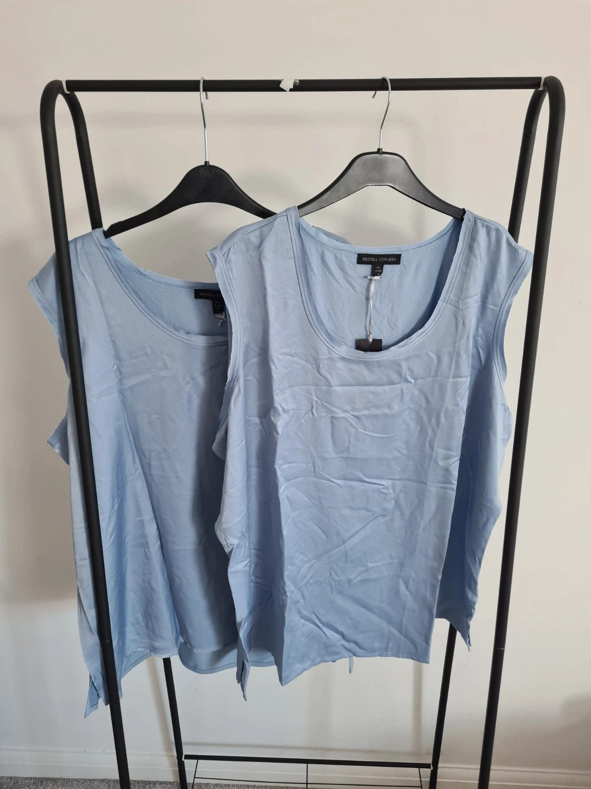Brenda Edwards women satin vest top light blue essential tank top sleeveless casual loose fit 3XL/18