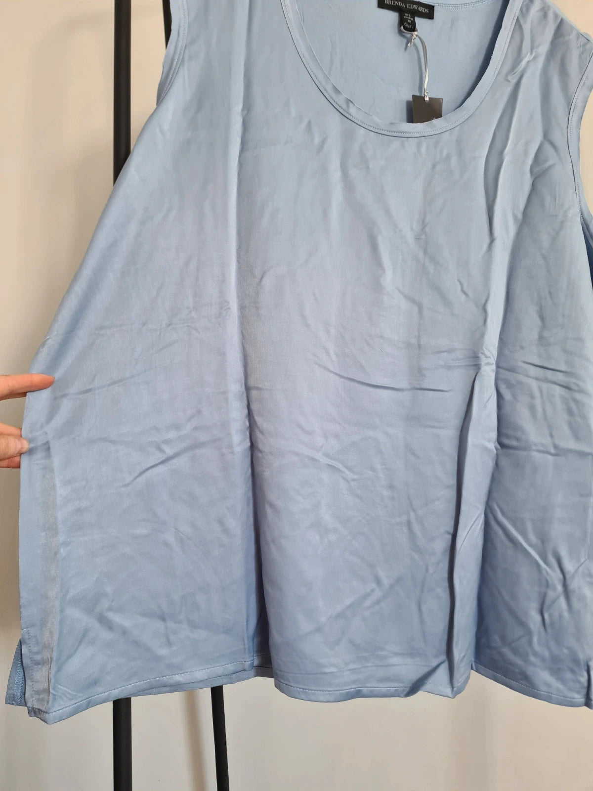 Brenda Edwards women satin vest top light blue essential tank top sleeveless casual loose fit 3XL/18