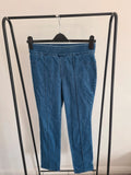Nina Leonard women blue pull on stretch denim trousers cotton blend straight skinny leg pants S/M