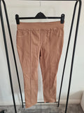 Nina Leonard women beige pull on stretch denim trousers cotton blend straight skinny leg casual M/10