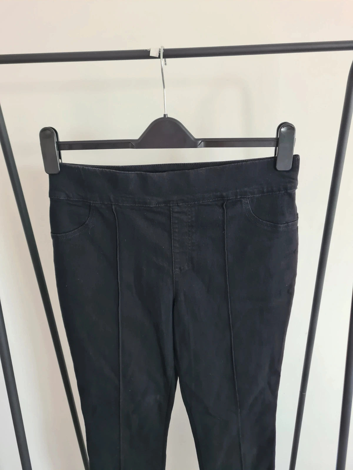 Nina Leonard black women pull on stretch denim trousers cotton blend straight skinny leg casual M/10