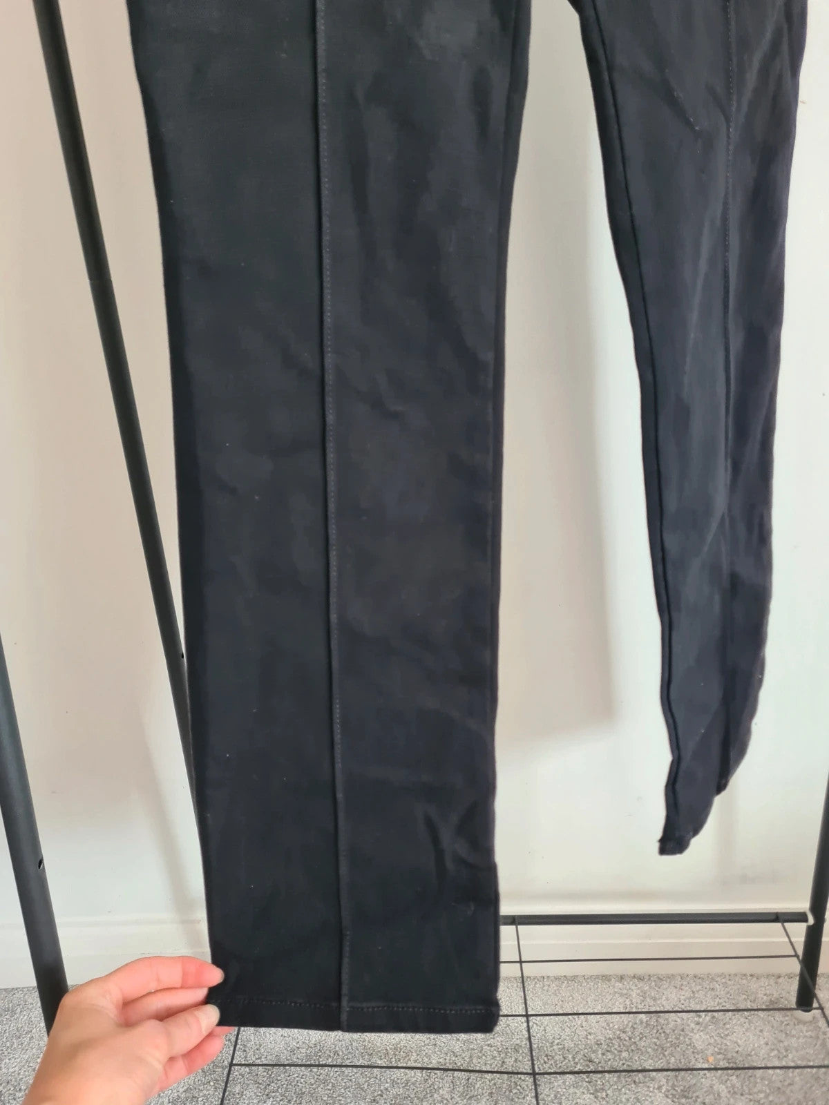 Nina Leonard black women pull on stretch denim trousers cotton blend straight skinny leg casual M/10
