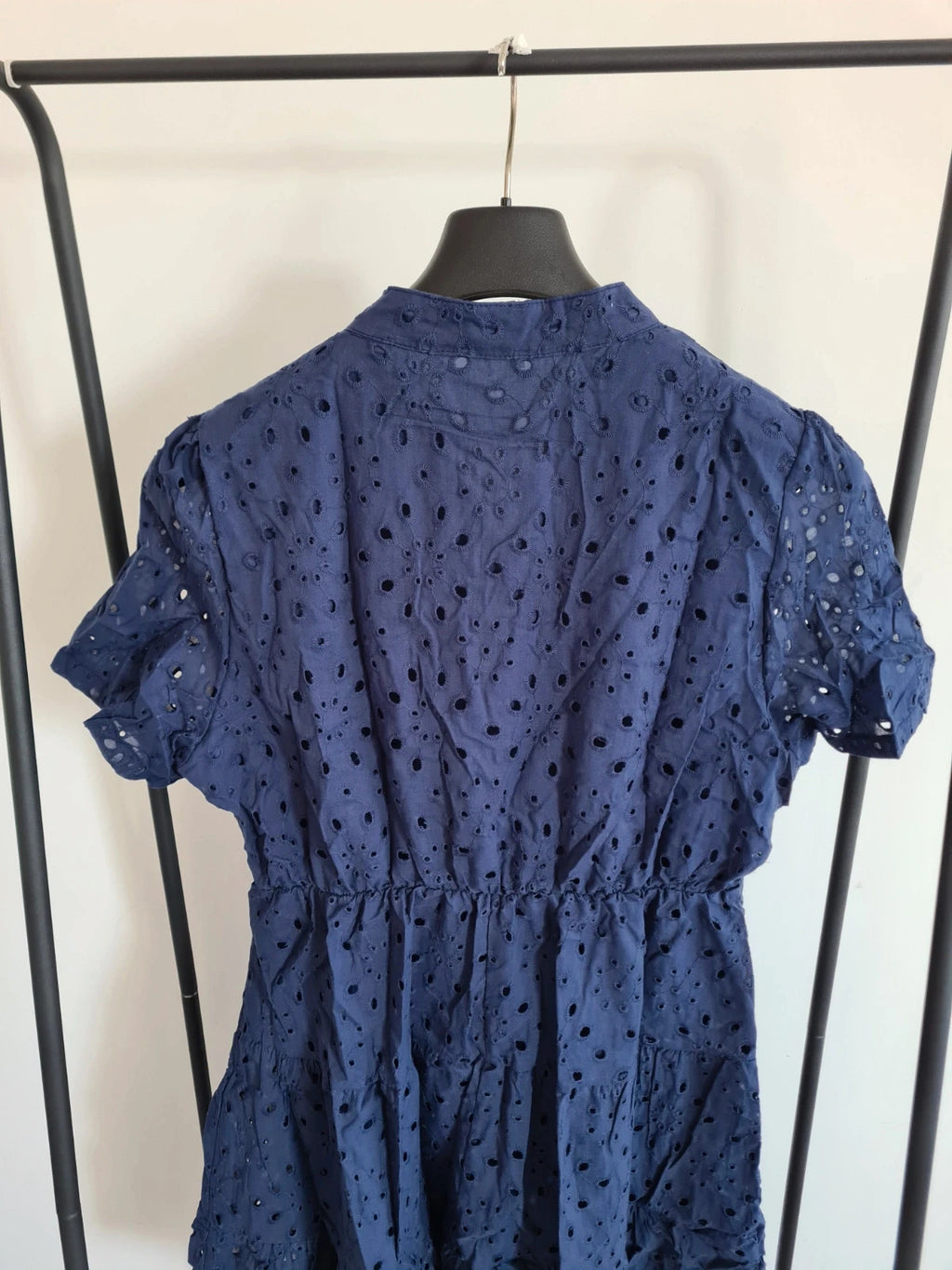 Shein women navy mini dress short sleeve V-neck lace dress cut out casual XL/14